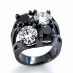 Quad Diamond Ring with Black and White Design