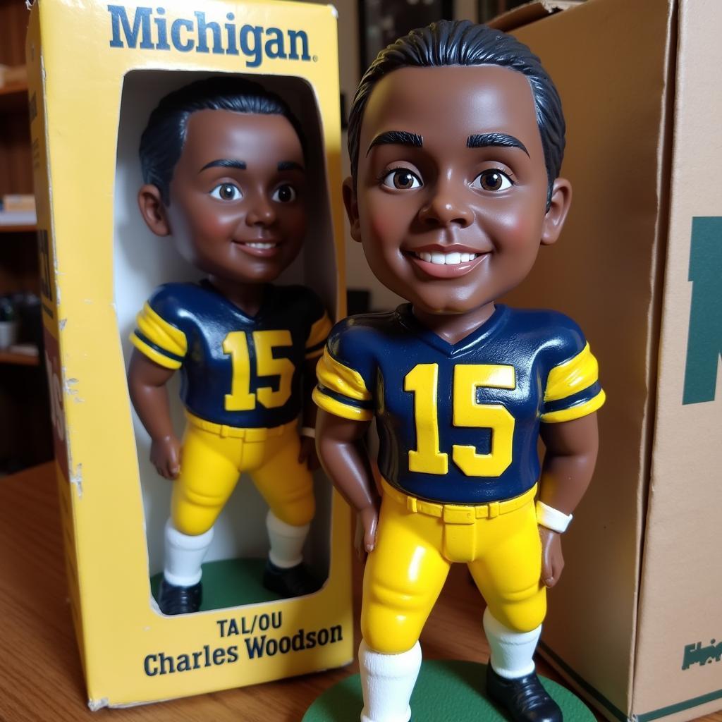 A rare Charles Woodson Michigan football bobblehead.