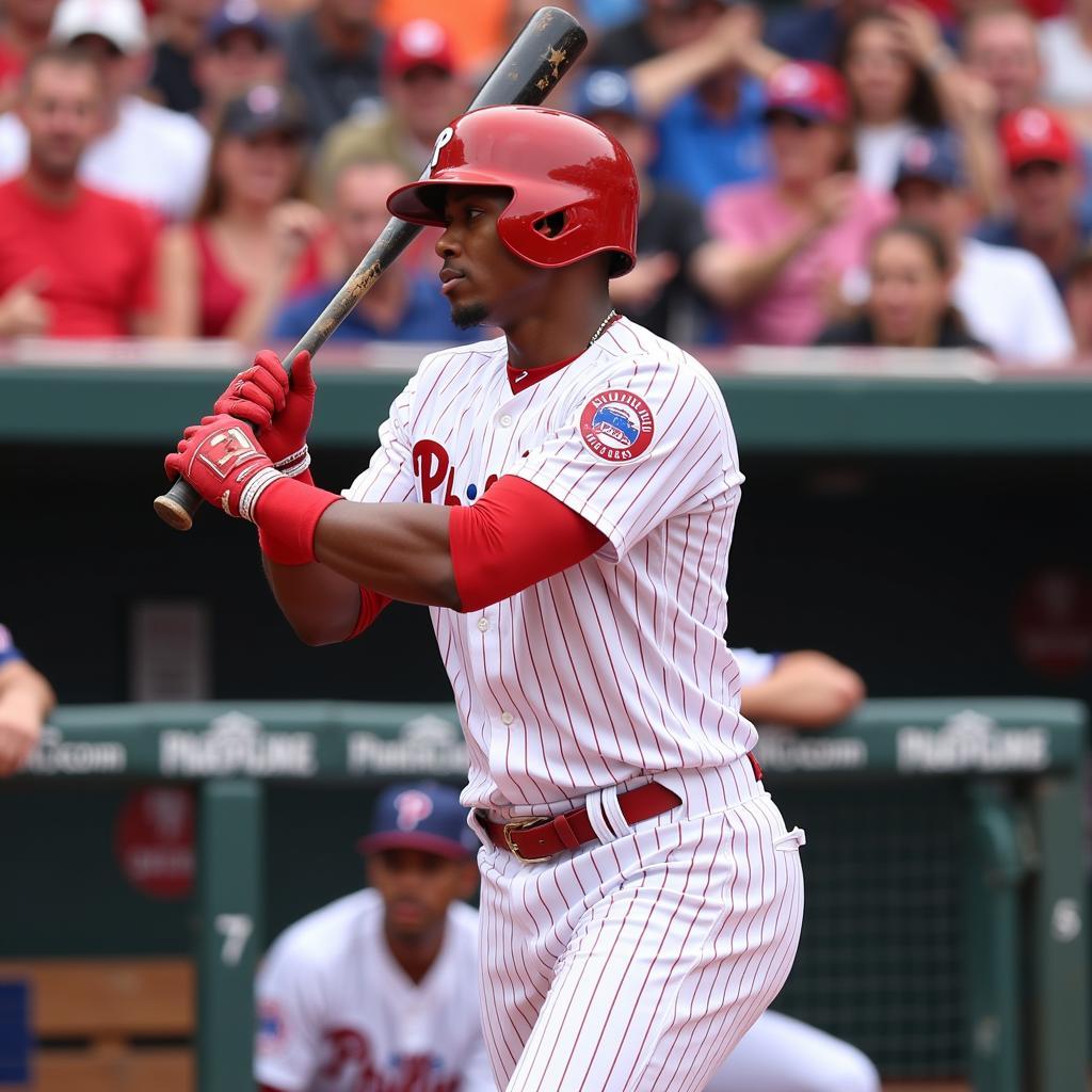 Rhys Hoskins Swinging at Citizens Bank Park