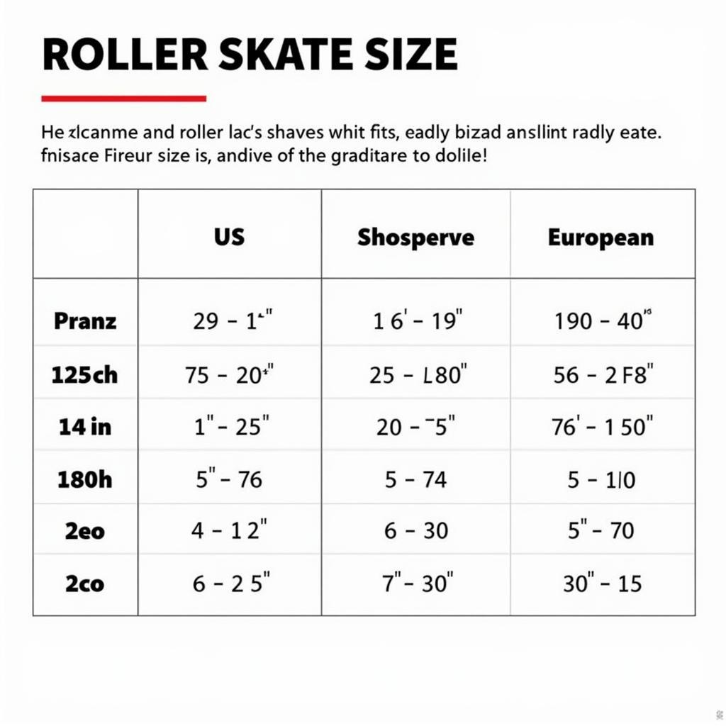 Roller Skate Sizing Chart