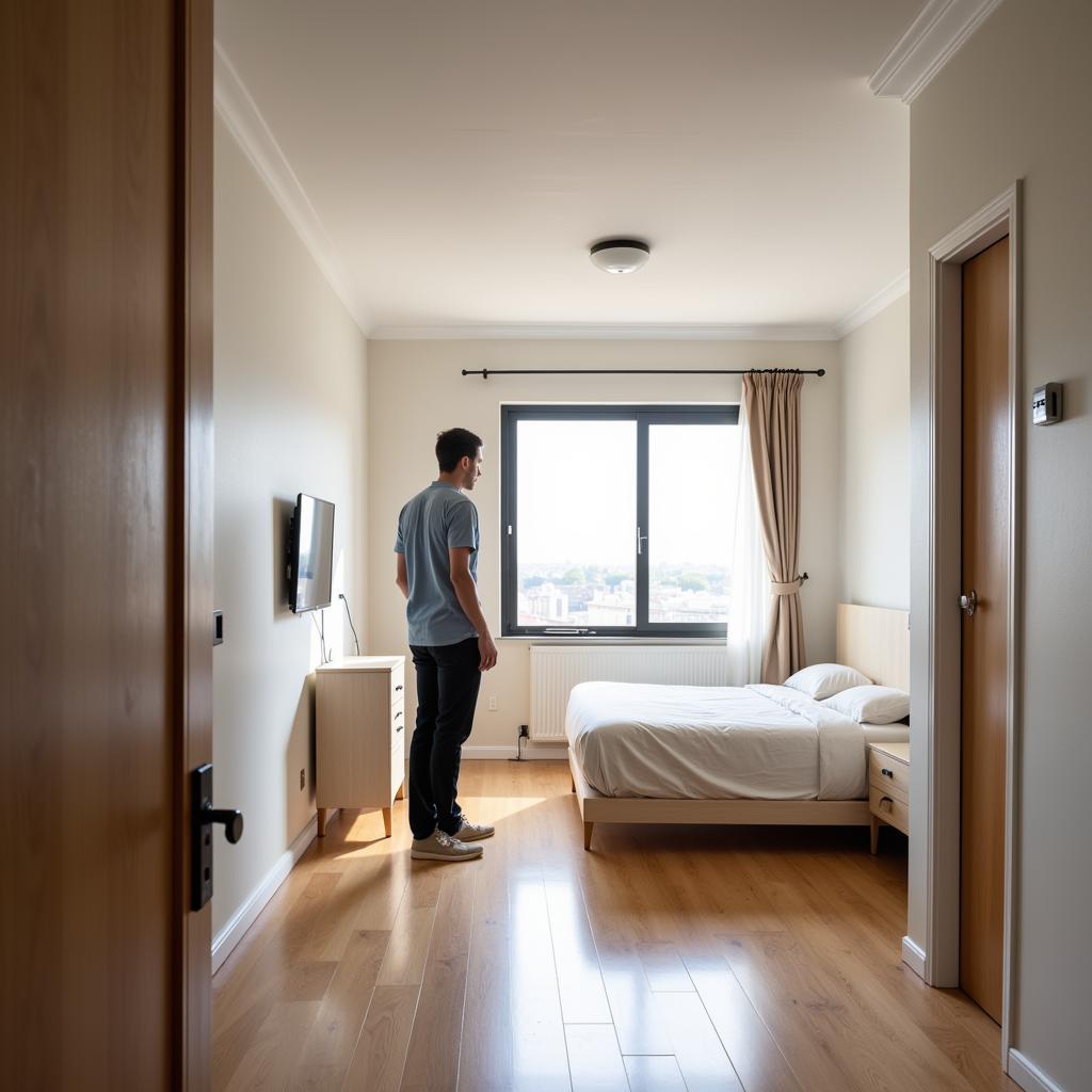 Inspecting a room for rent in Camden, New Jersey