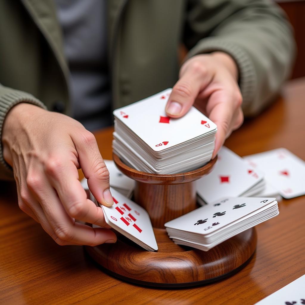 Rotating Playing Card Holder for Elderly Individuals with Arthritis