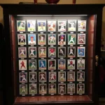 A display case showcasing a diverse collection of Ryan Braun baseball cards.