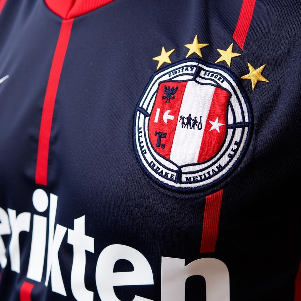 Close up view of the Santiago Gimenez Besiktas jersey detailing the design and club crest.