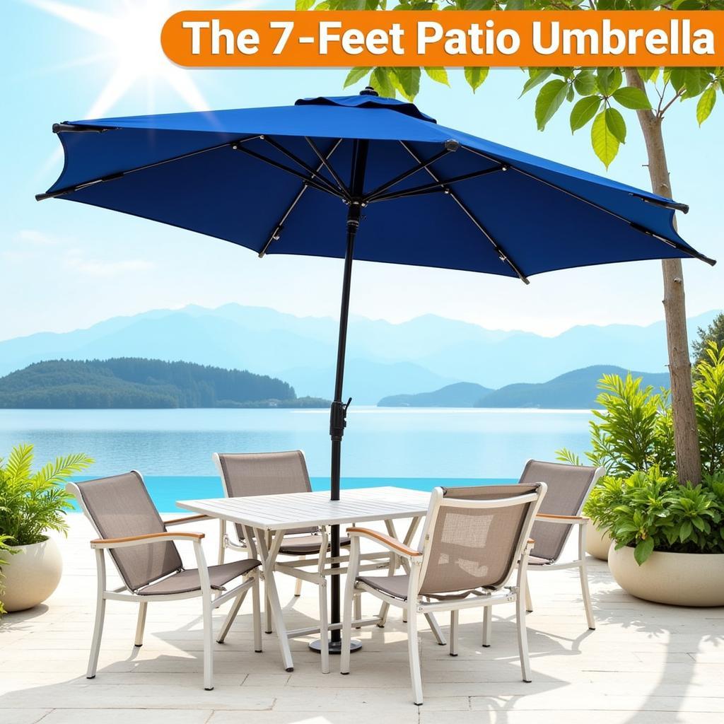 Seven Foot Patio Umbrella Providing Shade on a Patio