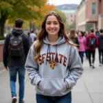 SF State Student Wearing Hoodie on Campus