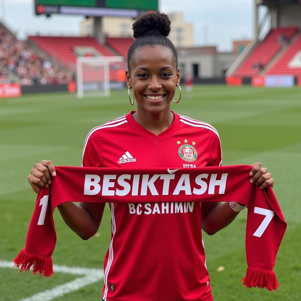 Shellie McKnight Wearing Beşiktaş Jersey