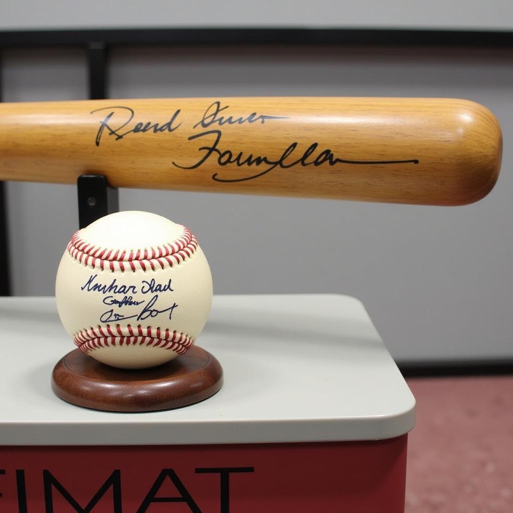 Signed Red Sox Baseball Bat and Ball