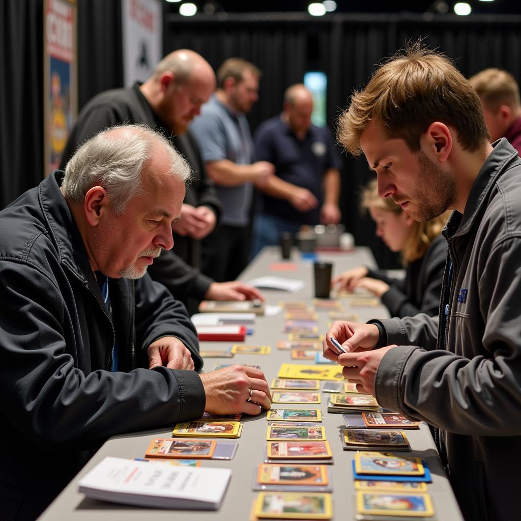 Collector examining cards at the Silver Spring Card Show