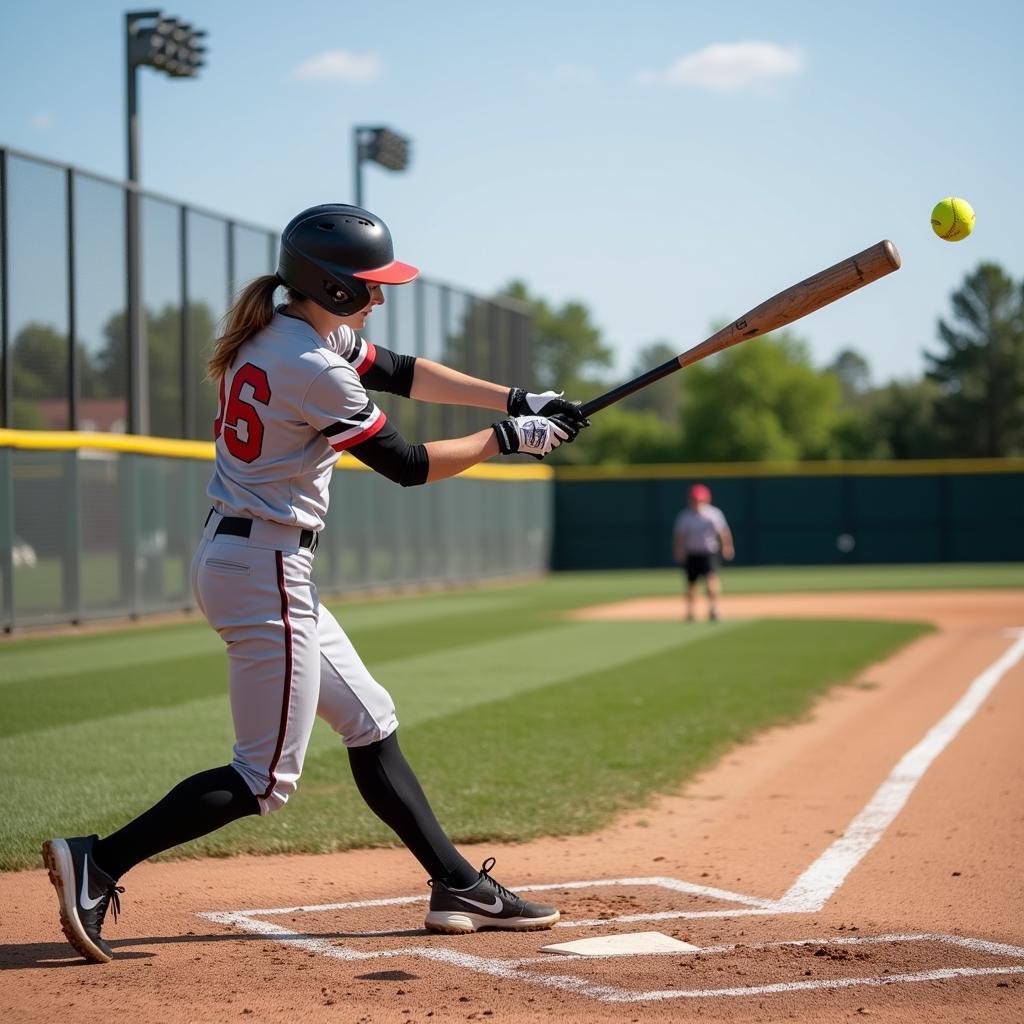 Softball Player Hitting a Home Run