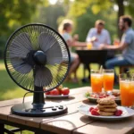 Solar Powered Fan in Use Outdoors