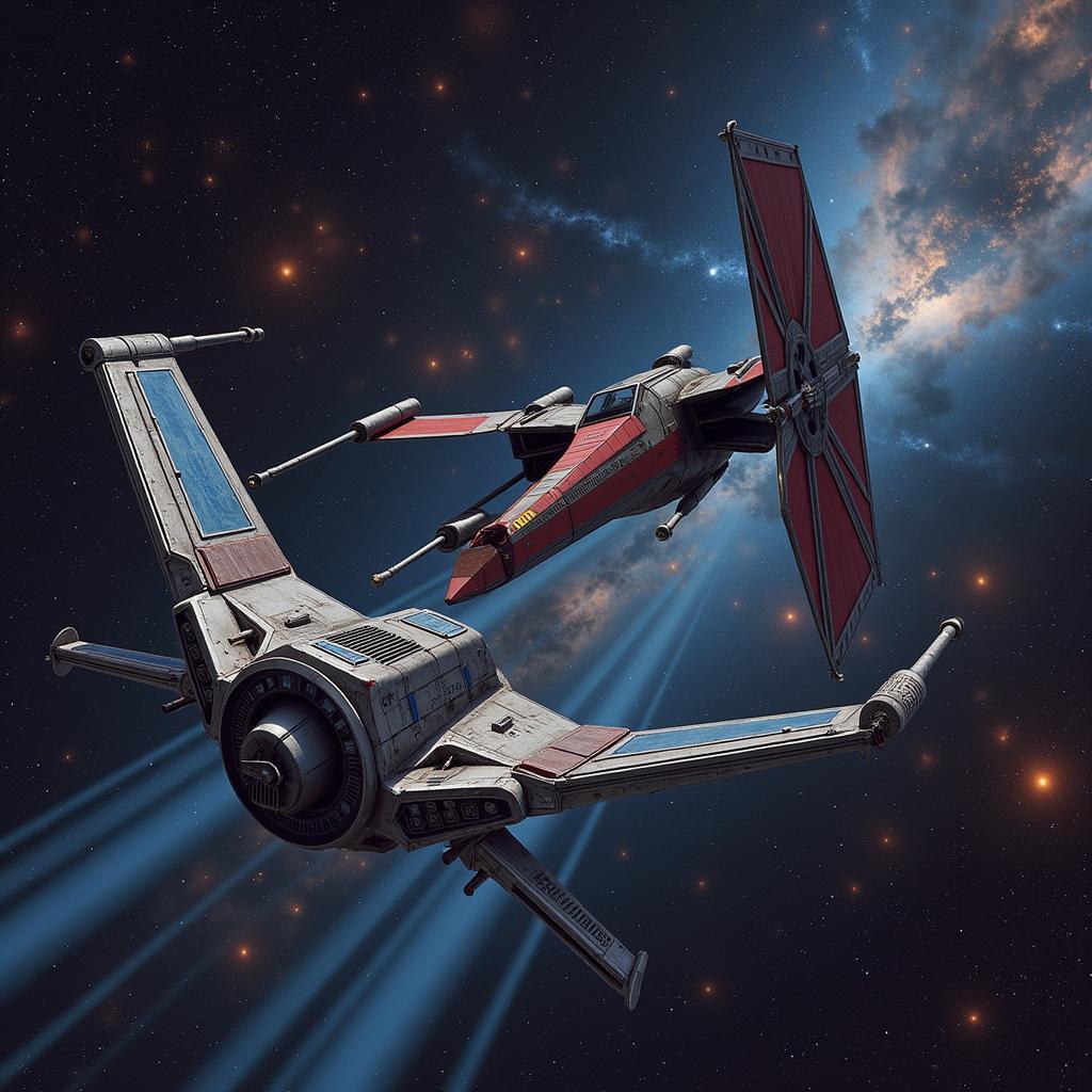 Star Wars TIE Fighter and X-Wing Starfighter in Battle