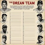 A classic image of a baseball starting lineup featuring iconic players from different eras.