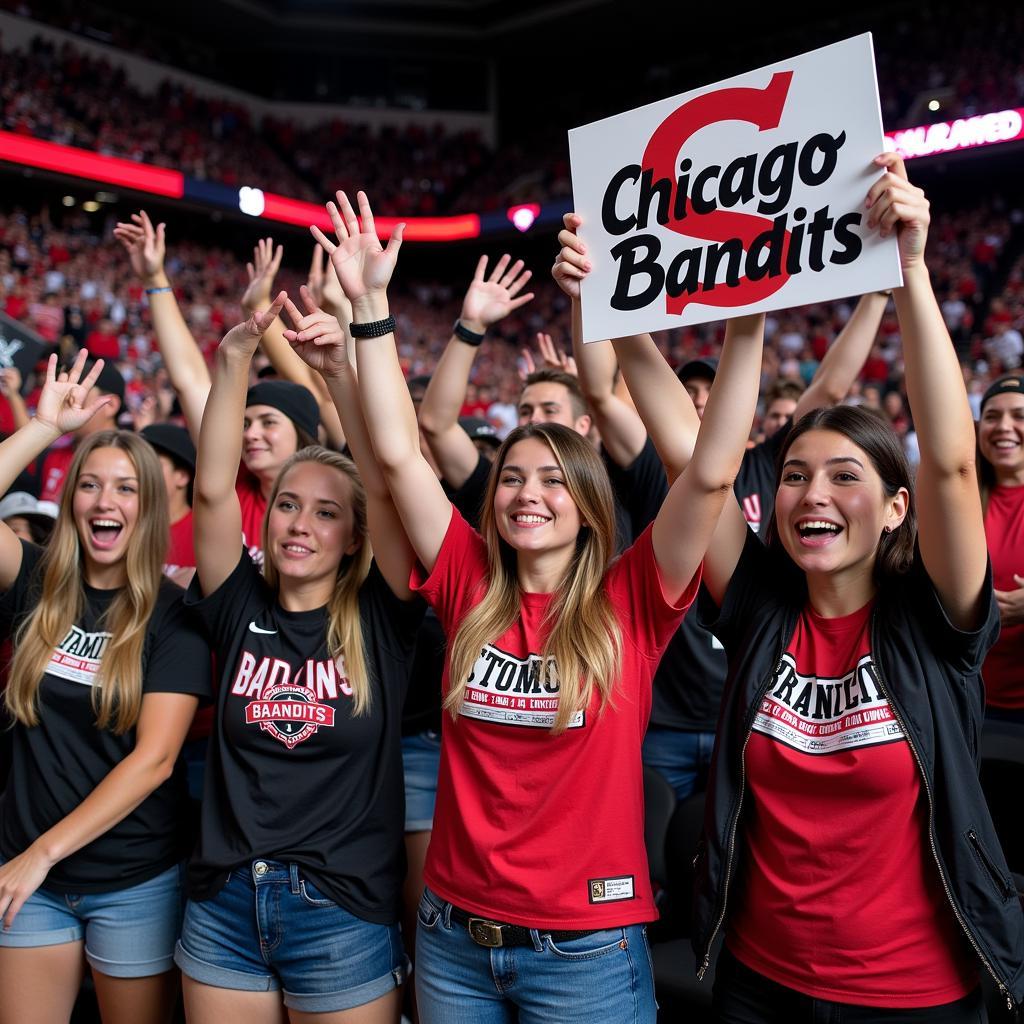 Fans Cheering at a Chicago Bandits Game