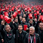 Beşiktaş Fans with Swinging Buckets