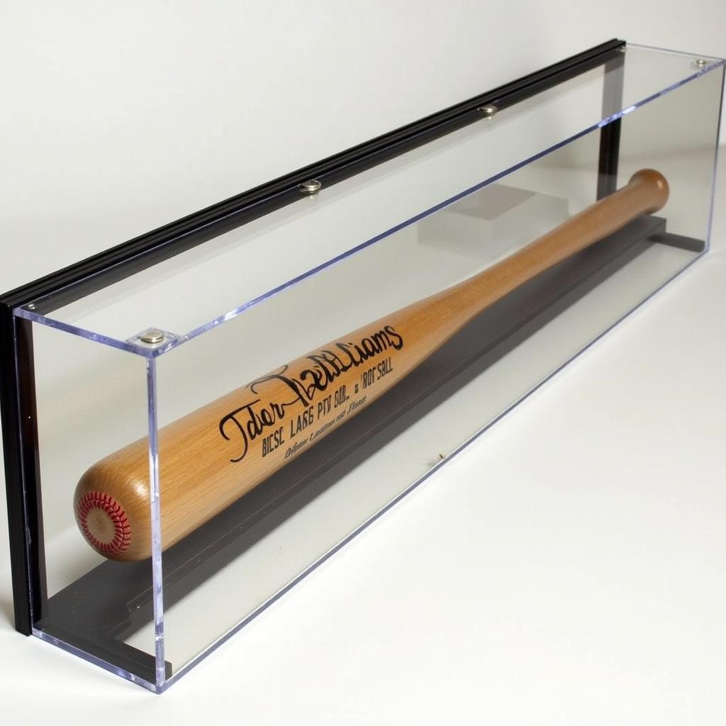 Ted Williams Autographed Baseball Bat in a Display Case