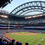 Texas Rangers players taking the field at Globe Life Field