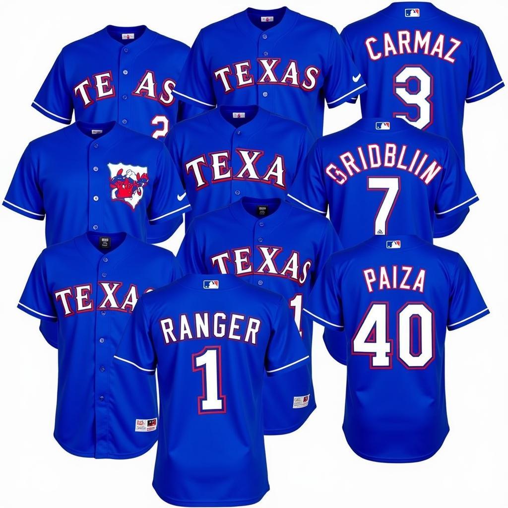 A Collection of Texas Rangers Royal Blue Jerseys