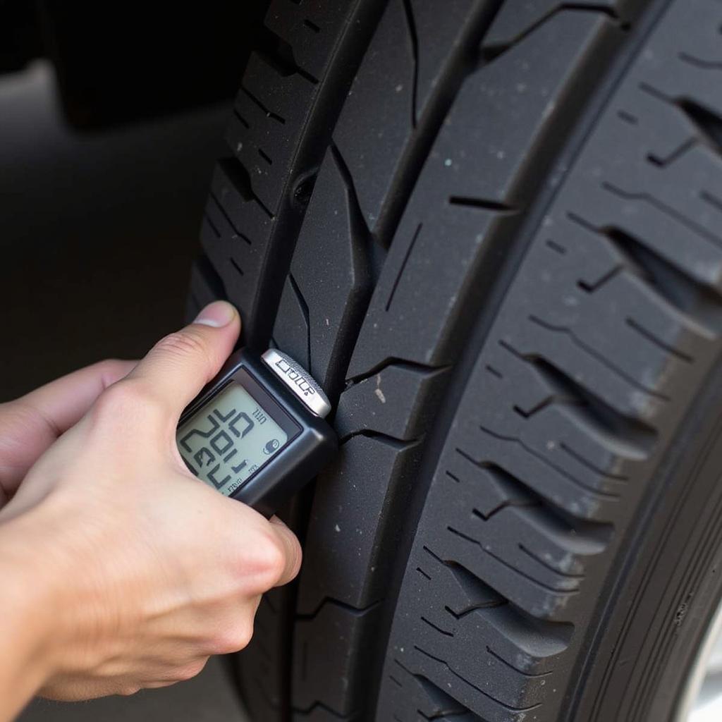 Checking Tire Pressure on a 245 70 R 17.5 Tire