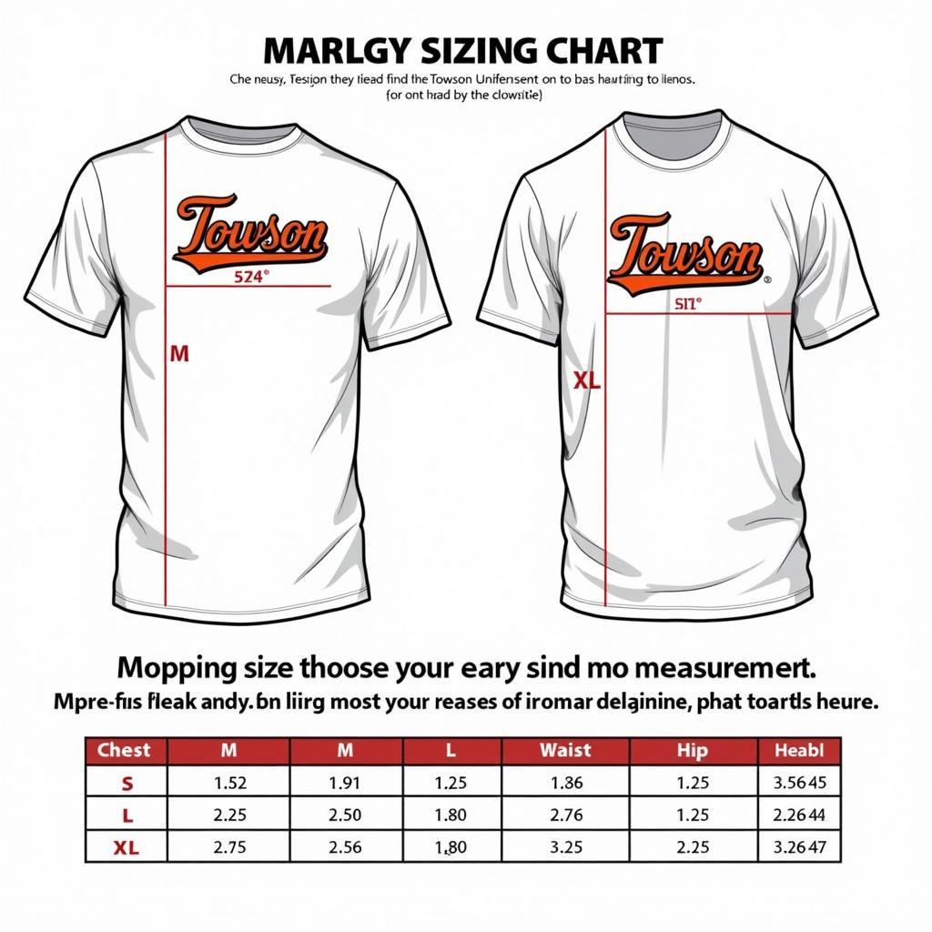 Towson University Shirt Sizing Chart