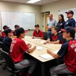 Travel baseball team meeting to discuss team name ideas