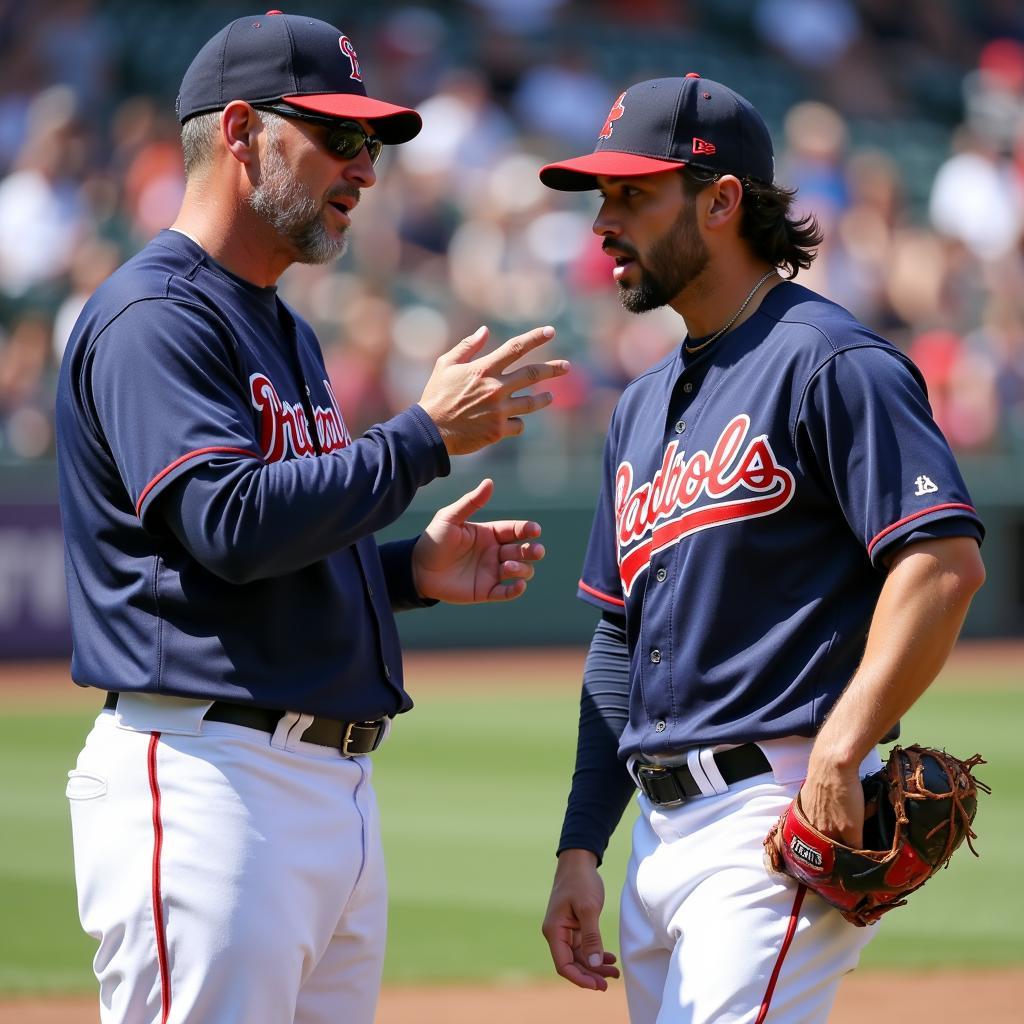 A Triple-A baseball manager giving advice to a player.