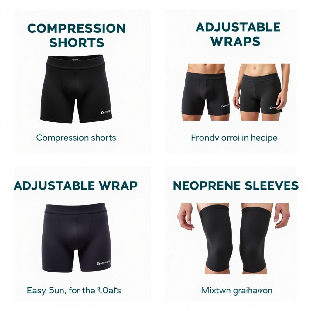 Different types of groin supports available for various levels of injury and support