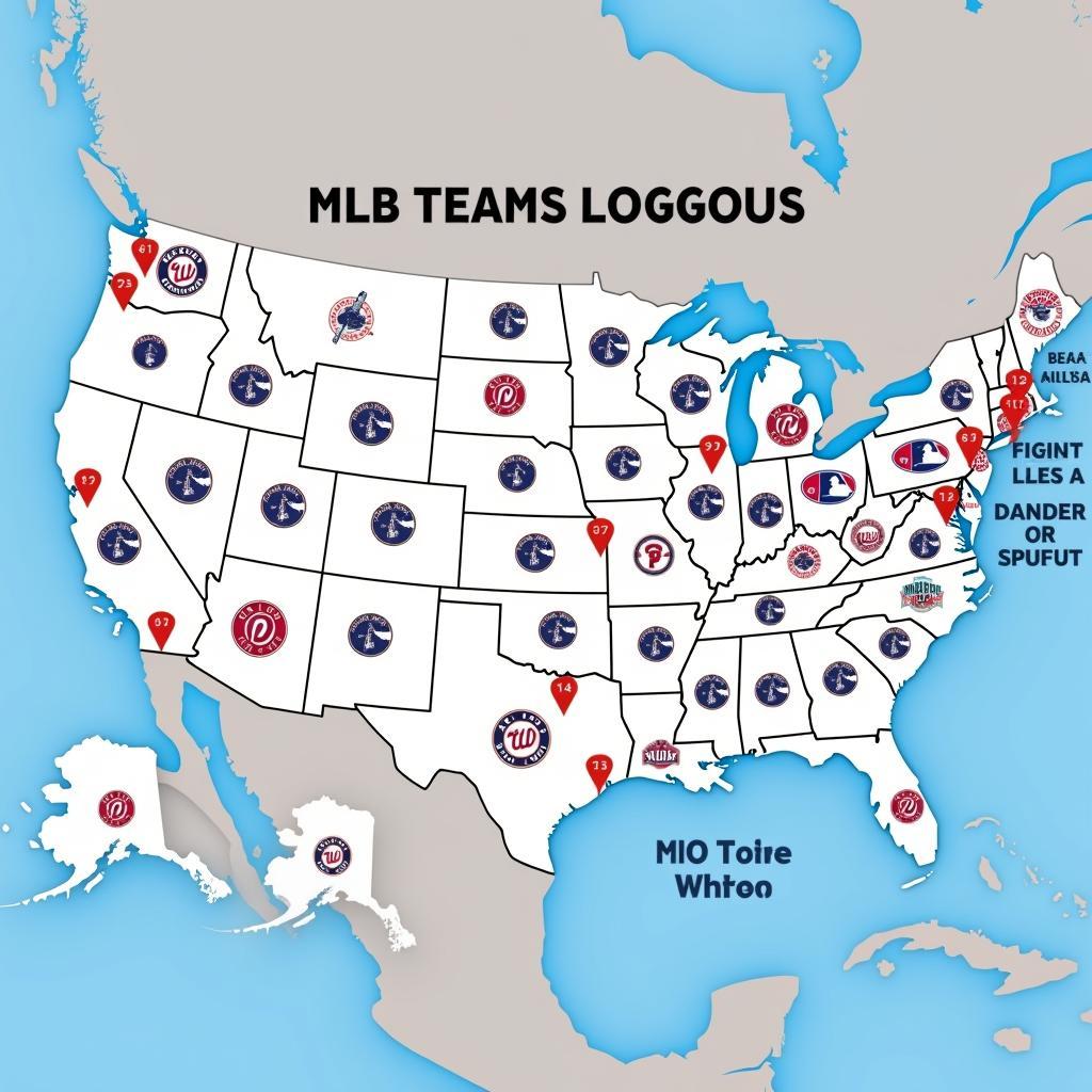 US Map of Baseball Teams with Logos