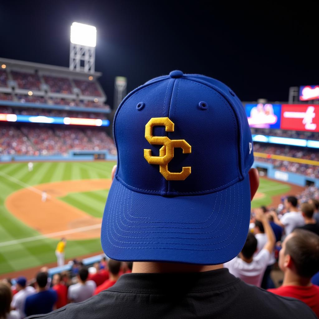 USC Dodgers Hat at a Dodger Game