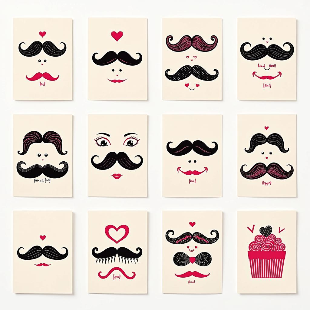 Variety of Valentine Mustache Cards Designs