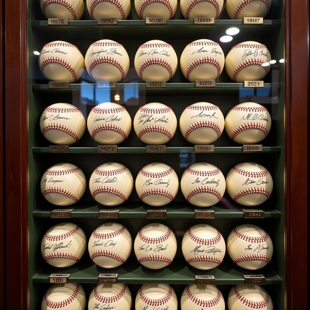 Display of valuable autographed baseballs