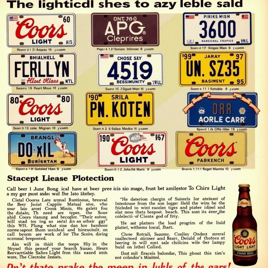 Vintage Coors Light License Plate Advertising Display