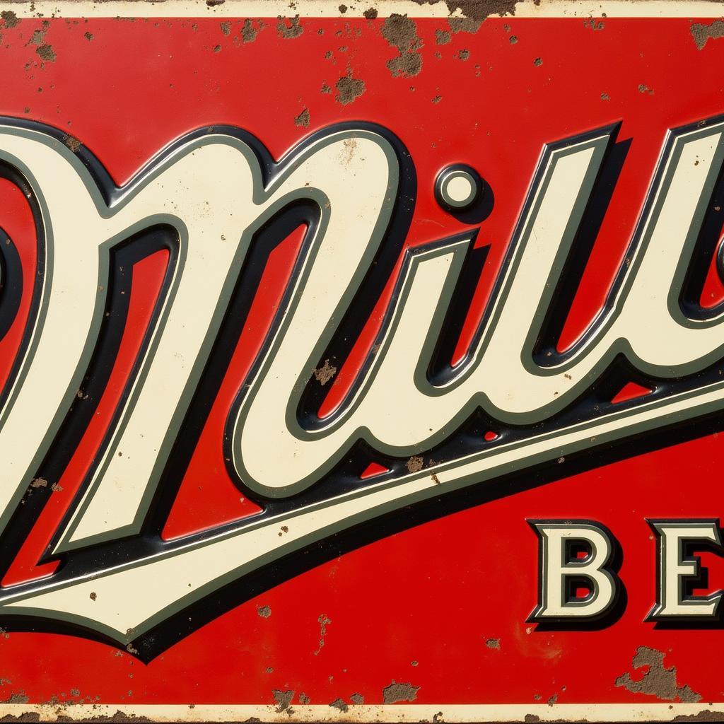 Vintage Miller Beer Embossed Tin Sign