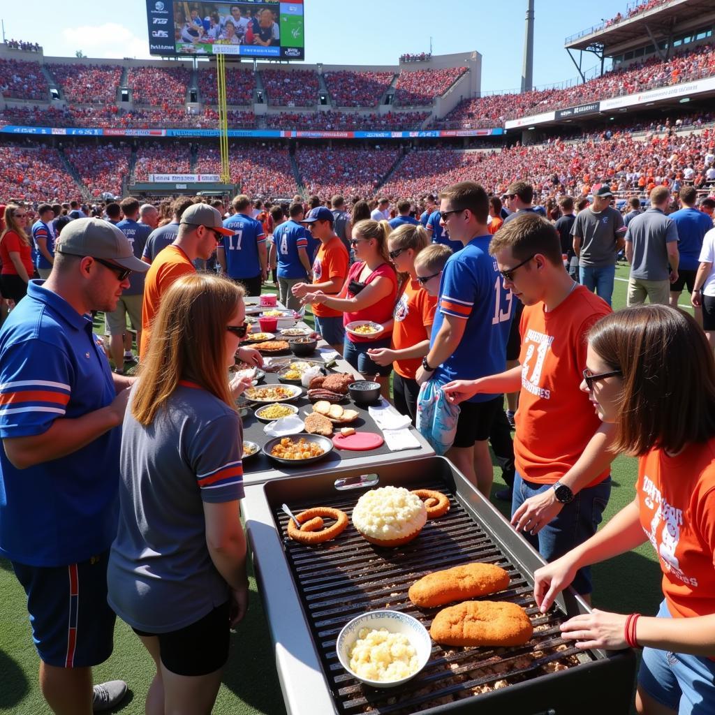 Virginia sports fans tailgating before a game