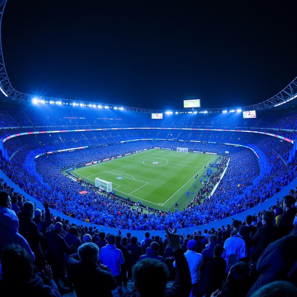 Vodafone Park Illuminated with Game Blue Wraps at Night