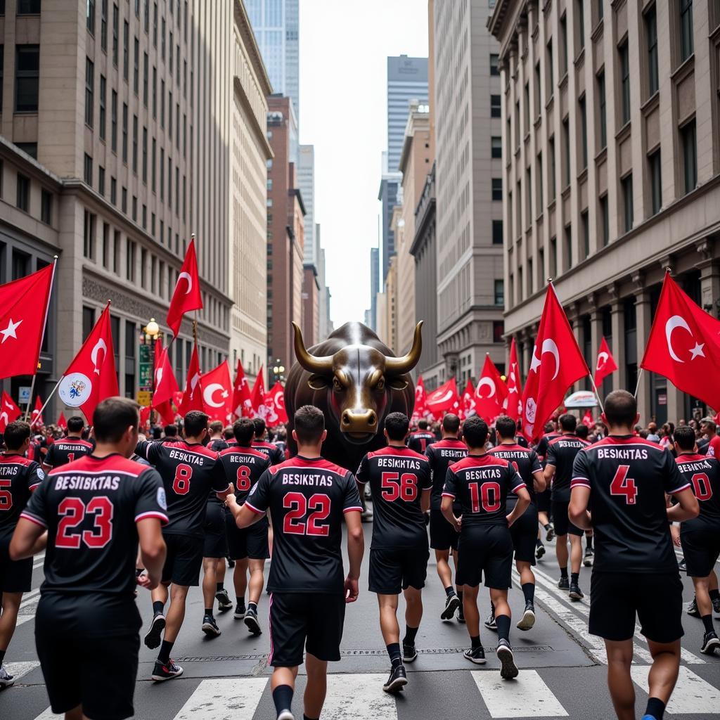 Beşiktaş Fans Running on Wall Street