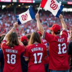 Washington Nationals fans from Virginia cheering at a game