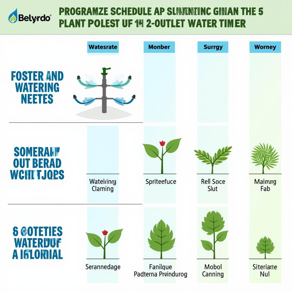 Chart illustrating different watering schedules using a 2 outlet timer.