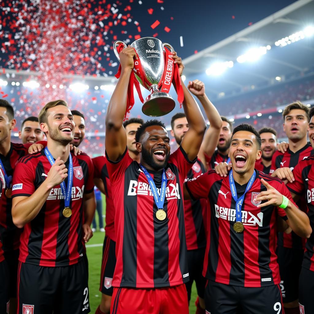 Wendell Smith celebrating a Besiktas victory.