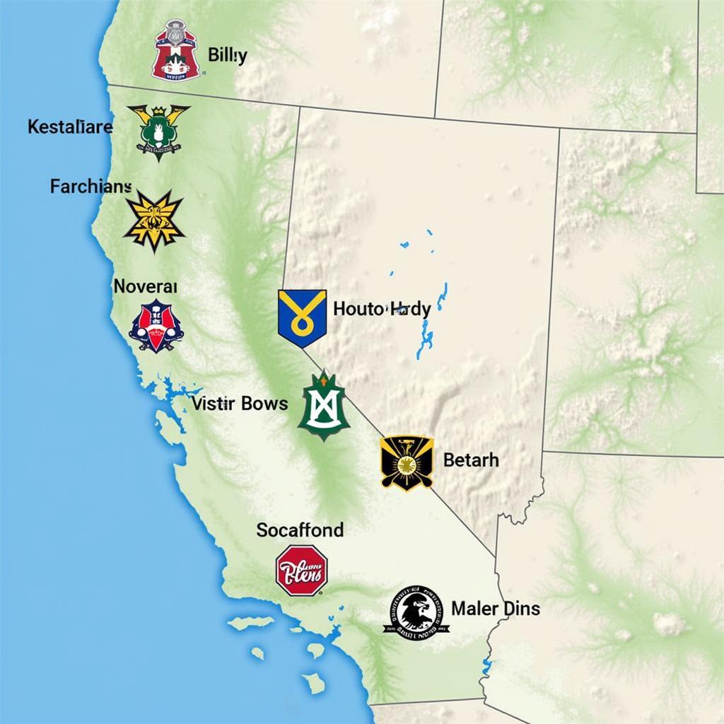 Map of West Coast League Teams