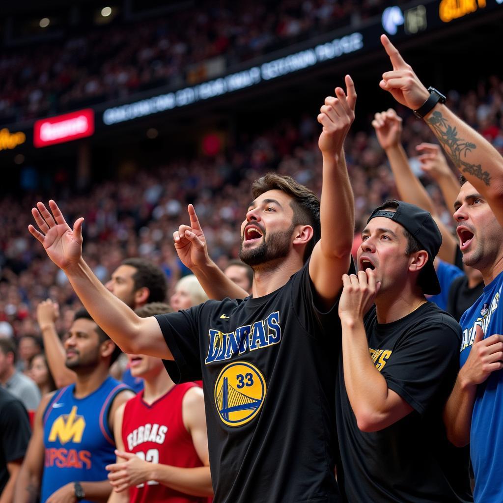 West Coast NBA Fans Cheering in Arena