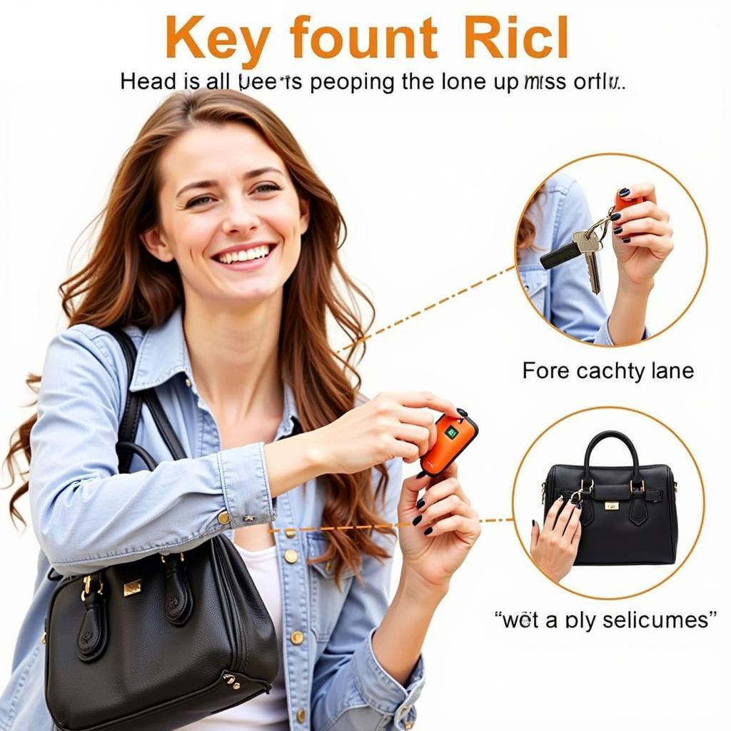 Woman Using Key Finder Purse