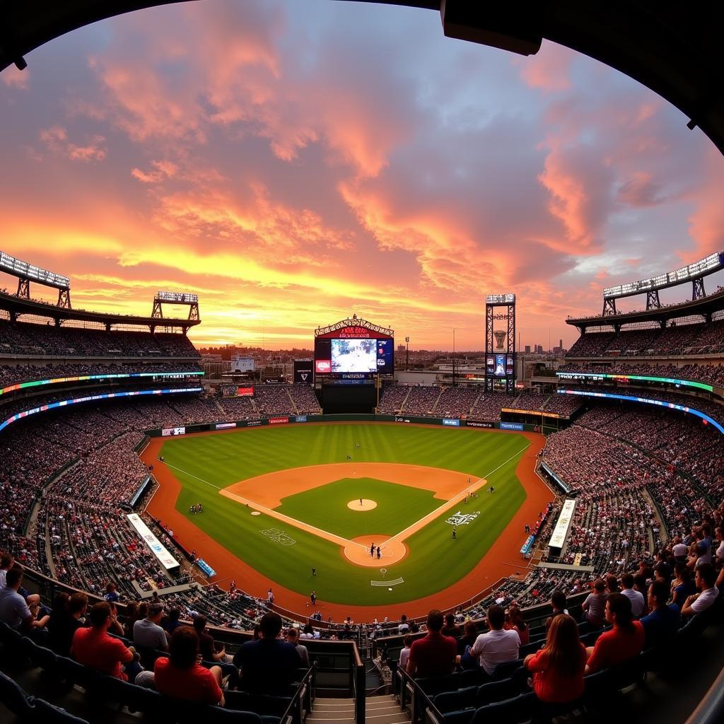 Yankee Stadium at sunset, panoramic view