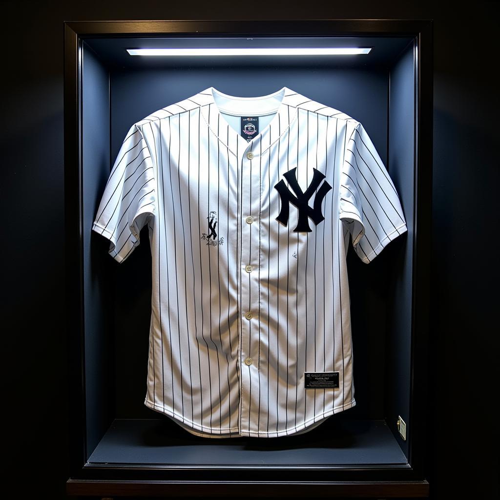 Yankees Signed Jersey Displayed in a Protective Case