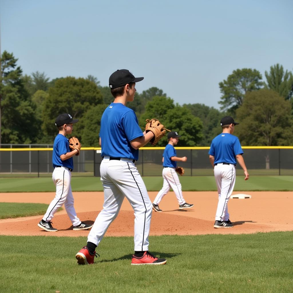 Young Louisiana Baseball Players Practicing