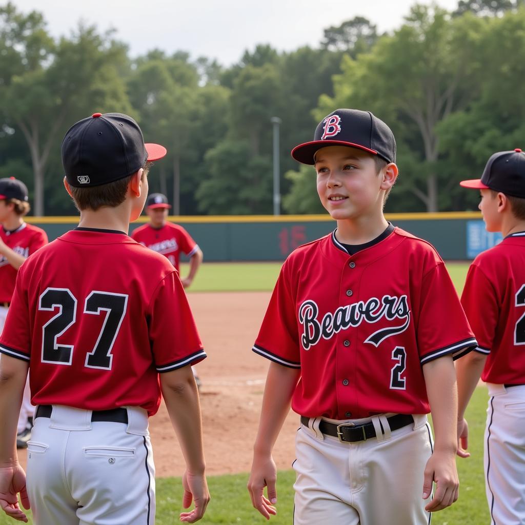 Youth Beavers Baseball Jersey in Action